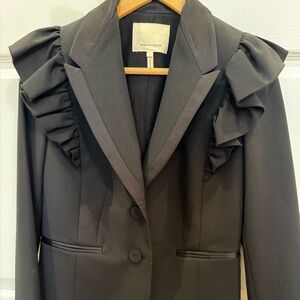 Rebecca Taylor Black Ruffle Blazer